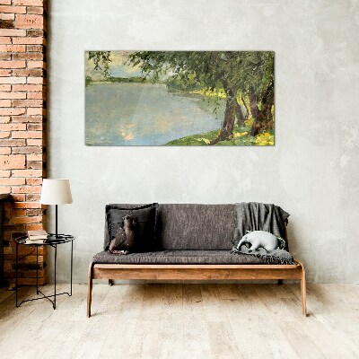 Peace by the river Glass art print