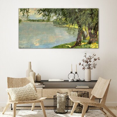 Peace by the river Glass art print