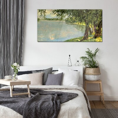 Peace by the river Glass art print