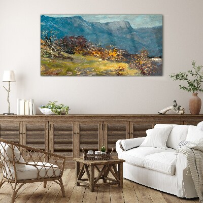 Painting nature mountain Glass Wall Art