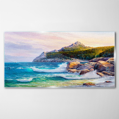 Calm Sea at Sunset Wall art on glass