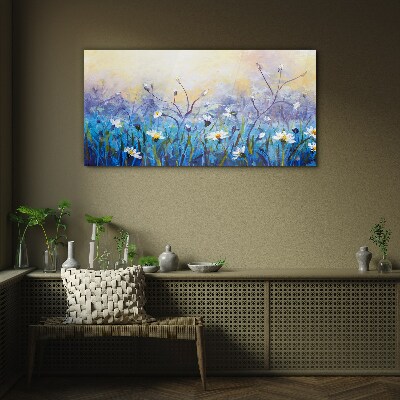 Floral landscape in pastel colors Glass art print