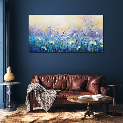 Floral landscape in pastel colors Glass art print