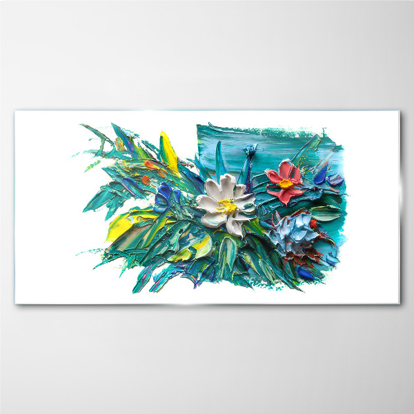 Floral explosion of colors Wall art on glass