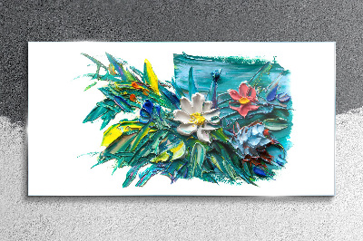Floral explosion of colors Wall art on glass