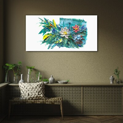 Floral explosion of colors Wall art on glass