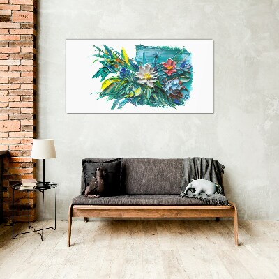 Floral explosion of colors Wall art on glass
