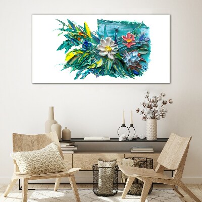 Floral explosion of colors Wall art on glass
