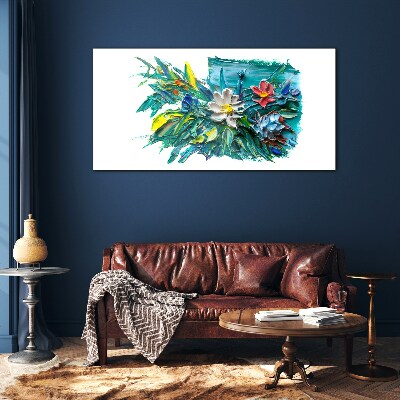 Floral explosion of colors Wall art on glass
