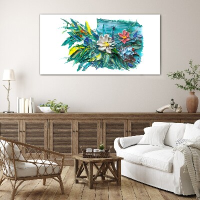 Floral explosion of colors Wall art on glass