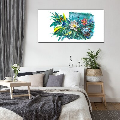 Floral explosion of colors Wall art on glass