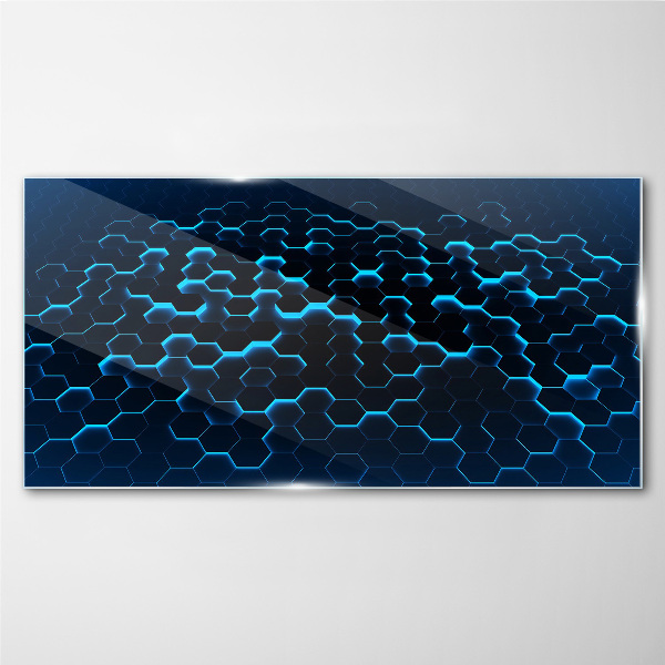 Blue Hexagonal Mesh Glass art print