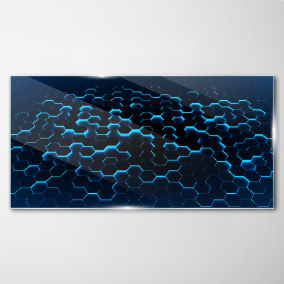 Blue Hexagonal Mesh Glass art print