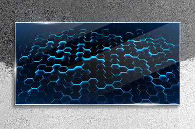 Blue Hexagonal Mesh Glass art print