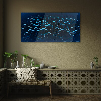 Blue Hexagonal Mesh Glass art print