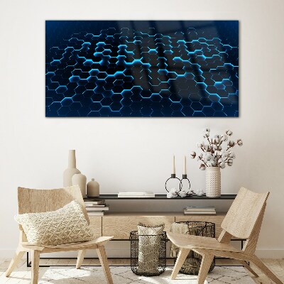 Blue Hexagonal Mesh Glass art print