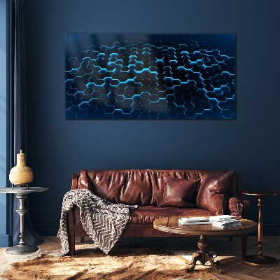Blue Hexagonal Mesh Glass art print