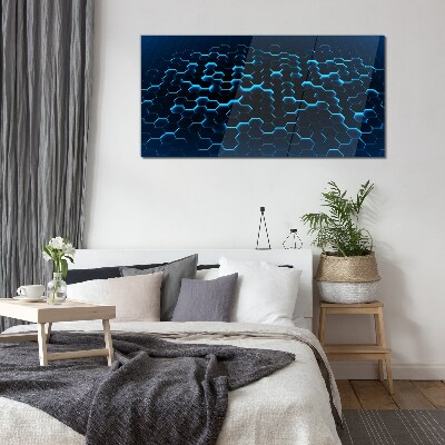 Blue Hexagonal Mesh Glass art print