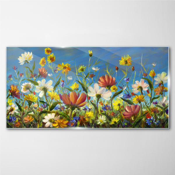 Spring floral landscape Glass art print