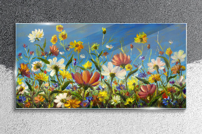 Spring floral landscape Glass art print