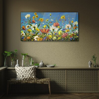 Spring floral landscape Glass art print