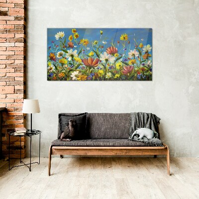 Spring floral landscape Glass art print
