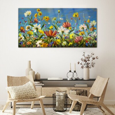 Spring floral landscape Glass art print