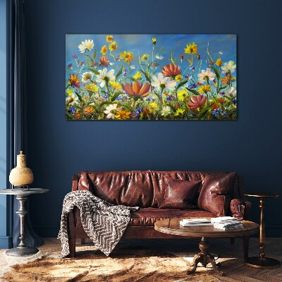 Spring floral landscape Glass art print