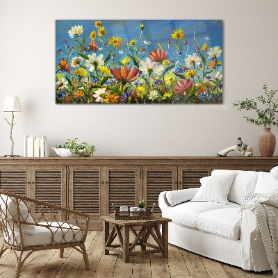 Spring floral landscape Glass art print