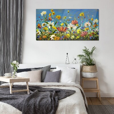 Spring floral landscape Glass art print