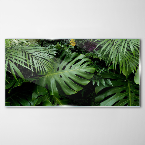 Tropical greenery in the depths of nature Glass art print