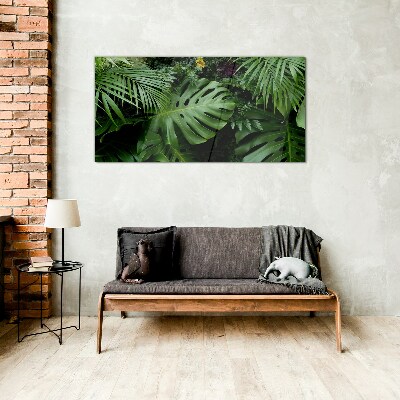 Tropical greenery in the depths of nature Glass art print