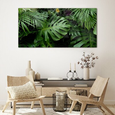 Tropical greenery in the depths of nature Glass art print