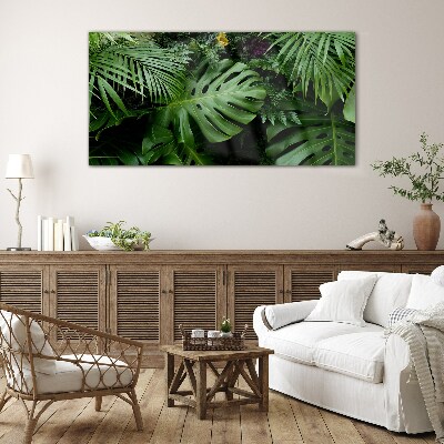 Tropical greenery in the depths of nature Glass art print