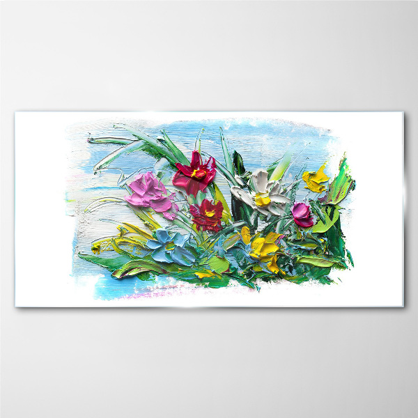 A floral bouquet in intense colors Glass art print