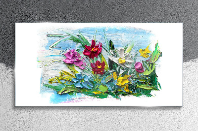 A floral bouquet in intense colors Glass art print