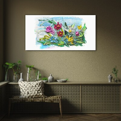 A floral bouquet in intense colors Glass art print