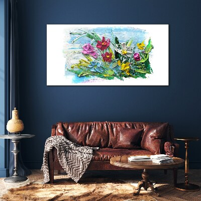 A floral bouquet in intense colors Glass art print
