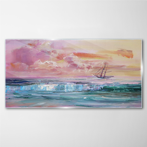 A peaceful sunset over the sea Glass art print