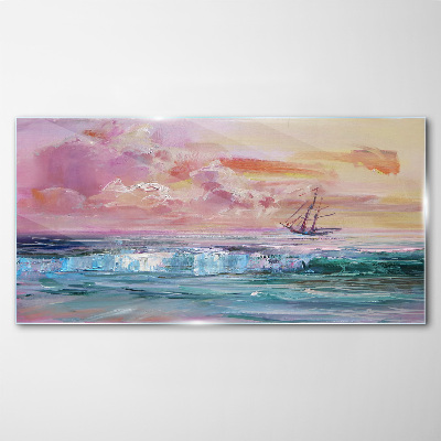 A peaceful sunset over the sea Glass art print