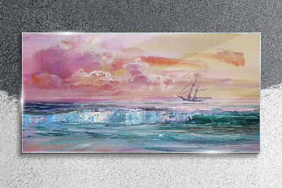 A peaceful sunset over the sea Glass art print