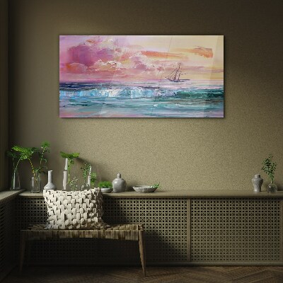 A peaceful sunset over the sea Glass art print