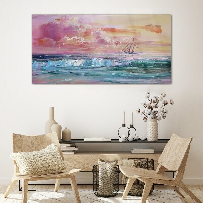 A peaceful sunset over the sea Glass art print