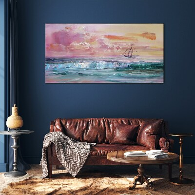 A peaceful sunset over the sea Glass art print
