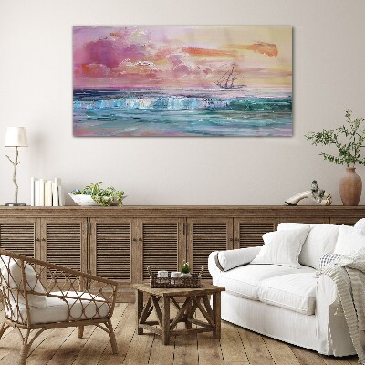 A peaceful sunset over the sea Glass art print