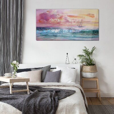 A peaceful sunset over the sea Glass art print