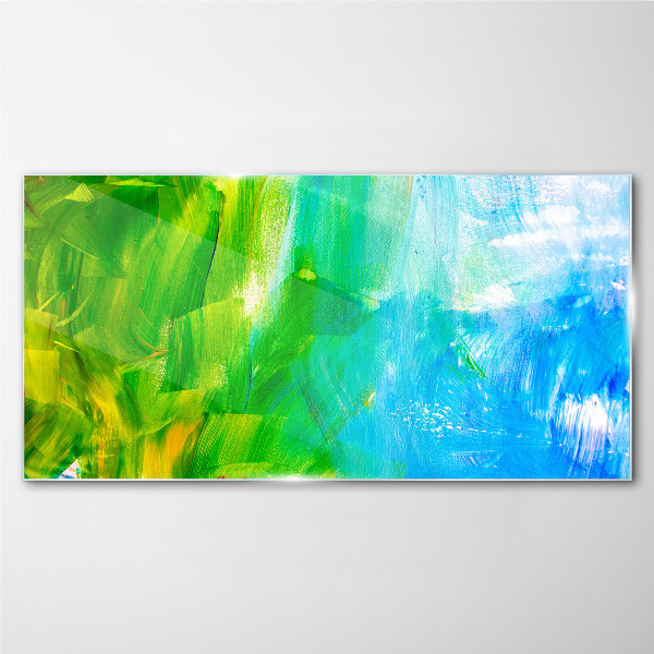 Green and blue abstraction Wall art on glass