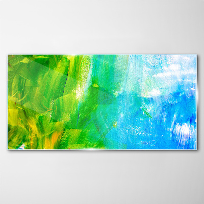 Green and blue abstraction Wall art on glass