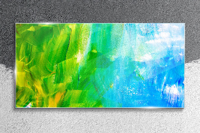 Green and blue abstraction Wall art on glass