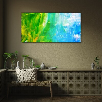 Green and blue abstraction Wall art on glass